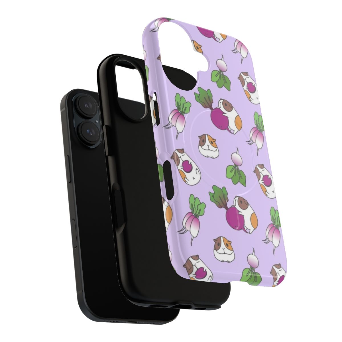 Colorful phone case with a guinea pig and vegetable pattern design - Layers