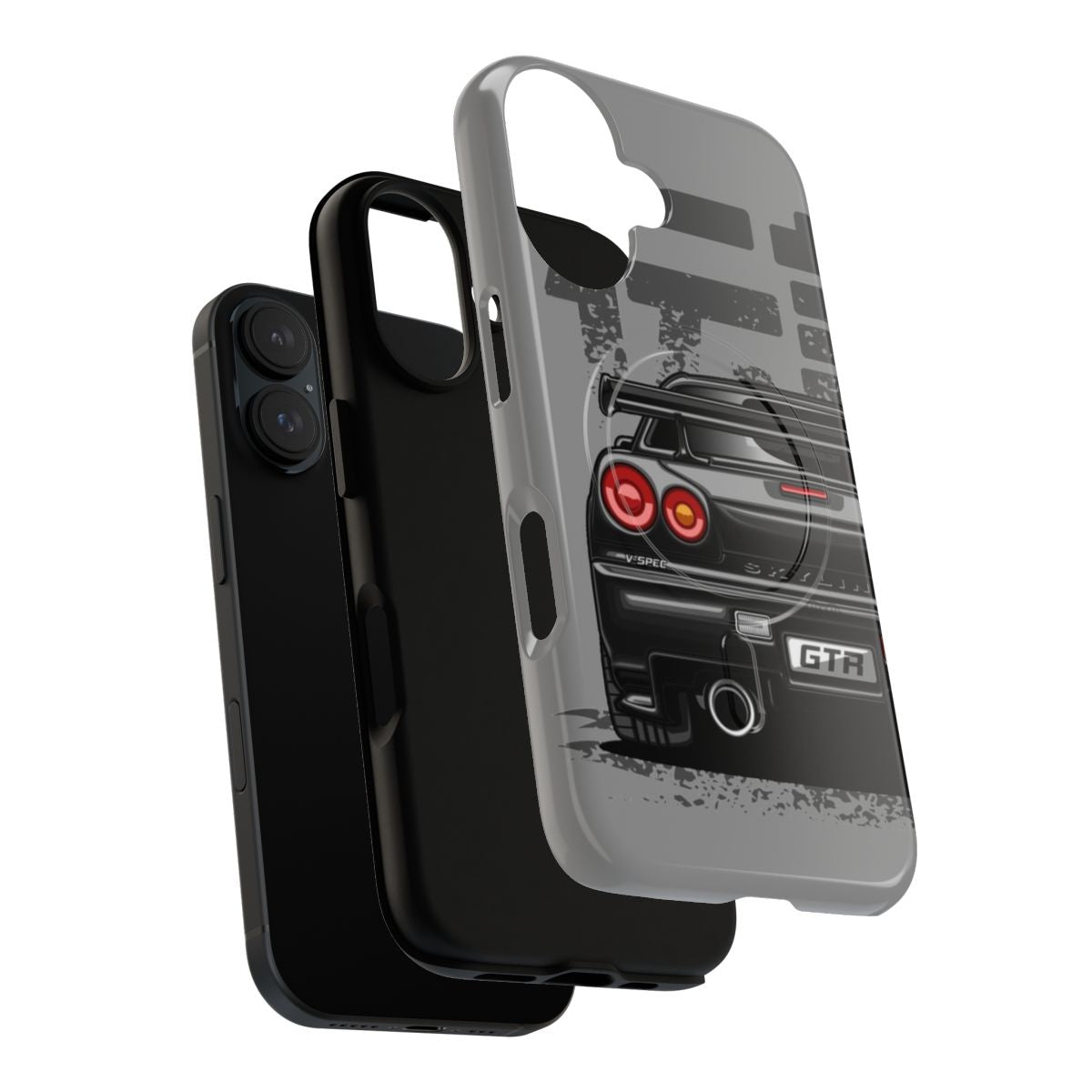 Magnetic tough phone case with Nissan Skyline GTR R34 design - Layers