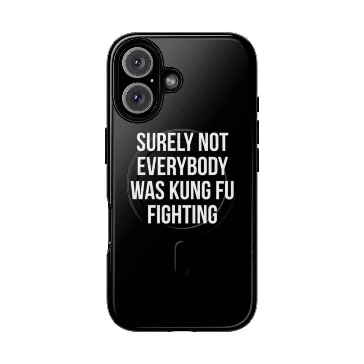 "Magnetic tough phone case with humorous 'Kung Fu Fighting' inspired graphic"