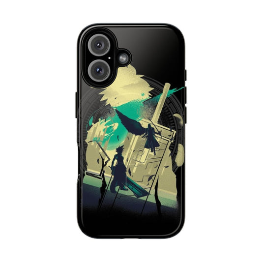 Magnetic tough phone case with a Final Fantasy inspired design featuring cloud strife, sephiroth, and other iconic characters