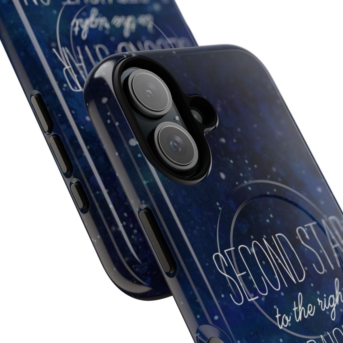 A magnetic and durable phone case featuring the iconic "Second Star to the Right" design from Disney's Peter Pan. - Detail