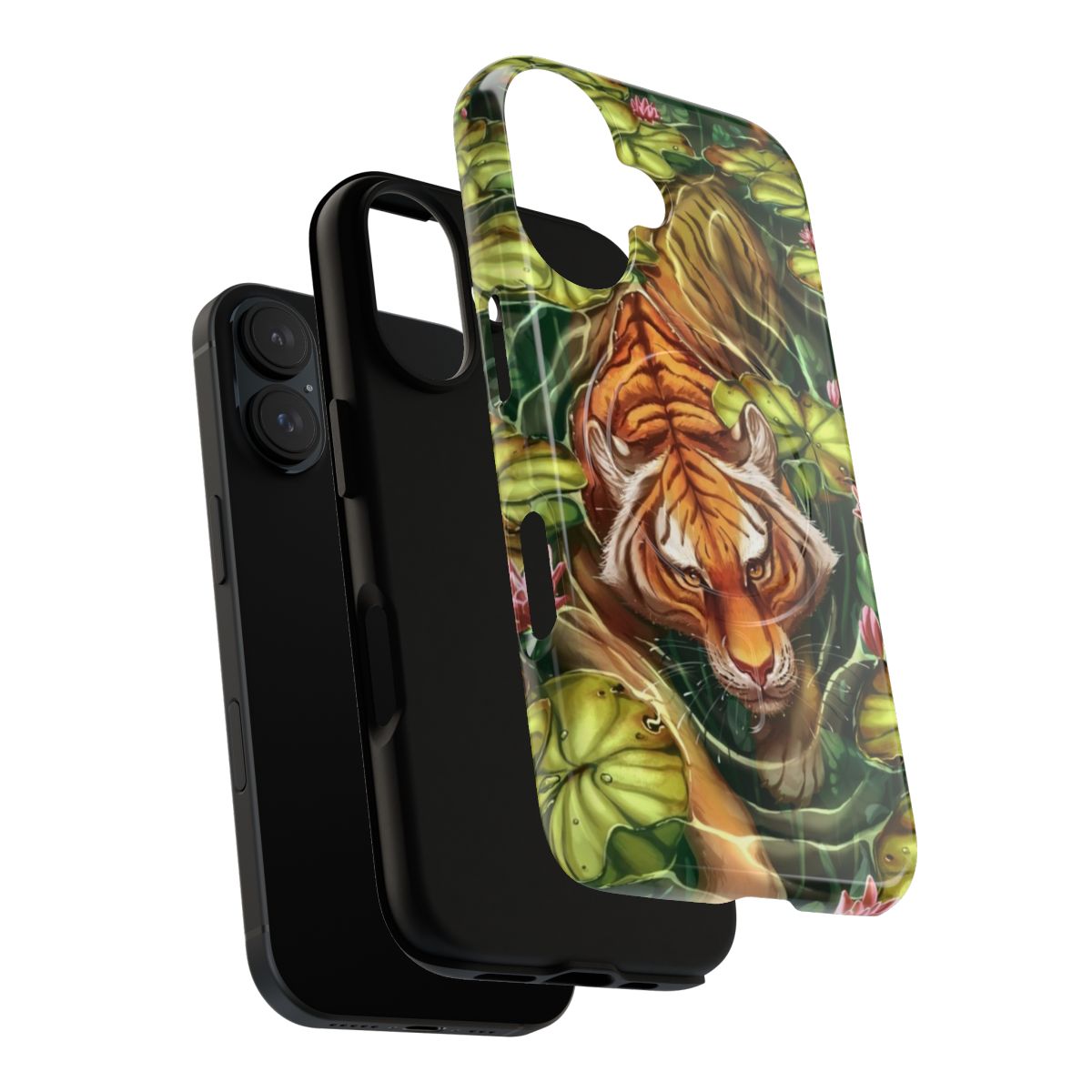 A tough phone case featuring a vivid tiger lily floral design. - Layers