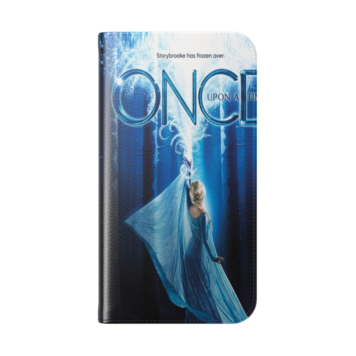 Elsa themed flip cover phone case with a fantasy design - Folded Back