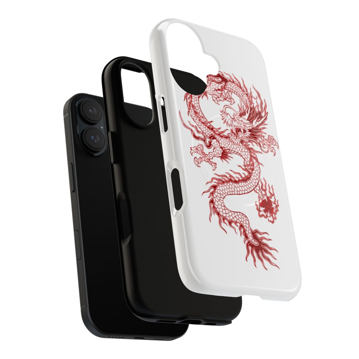 A sleek and stylish red dragon-themed magnetic tough phone case - Layers