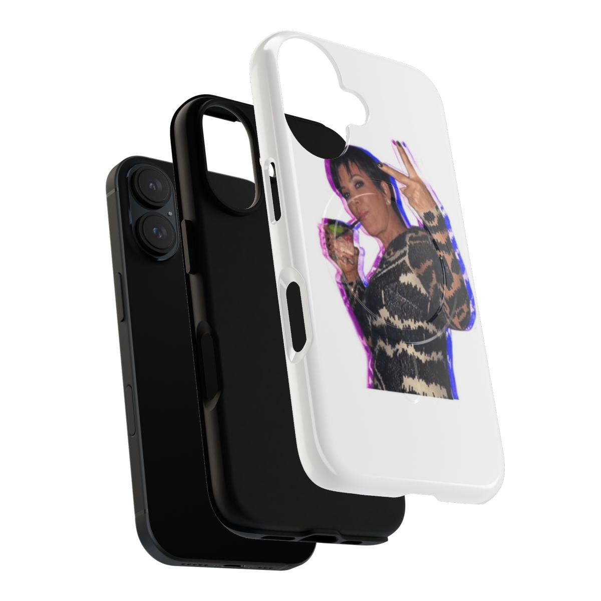 Edgy phone case with Kris Jenner peace sign graphic - Layers