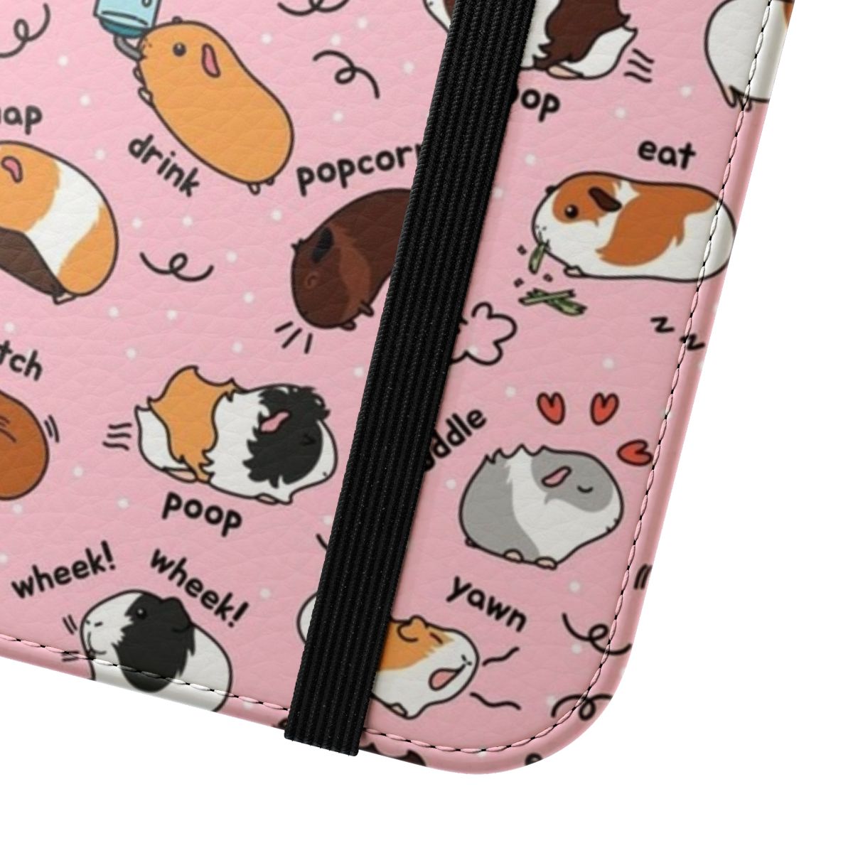 Adorable pink background phone case with a guinea pig daily to-do list design - Close Up