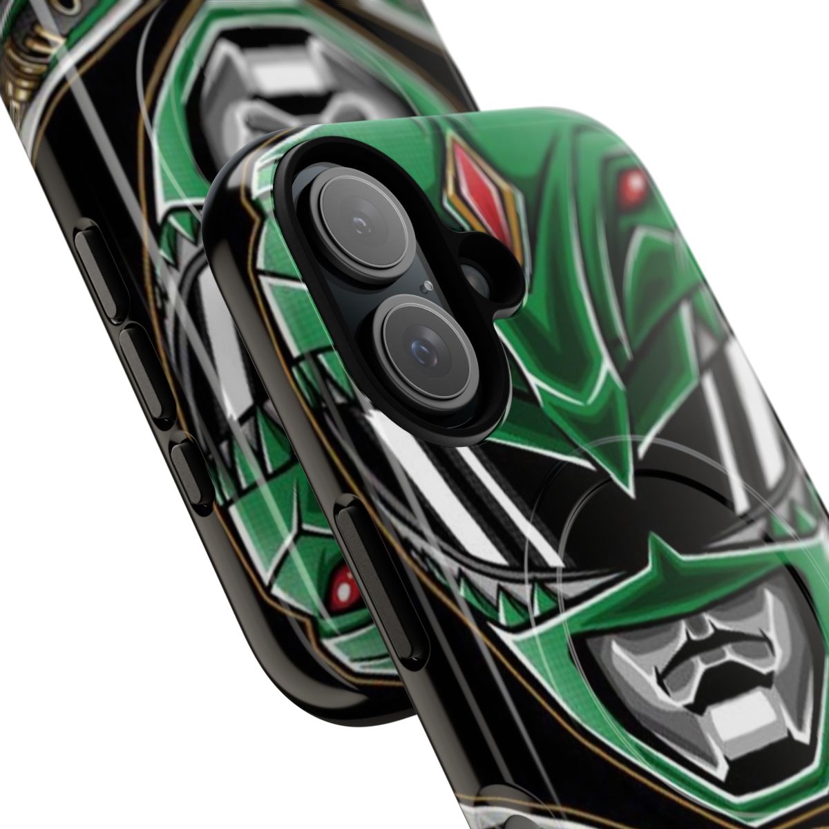 Magnetic tough phone case featuring the iconic power rangers green ranger design - Detail