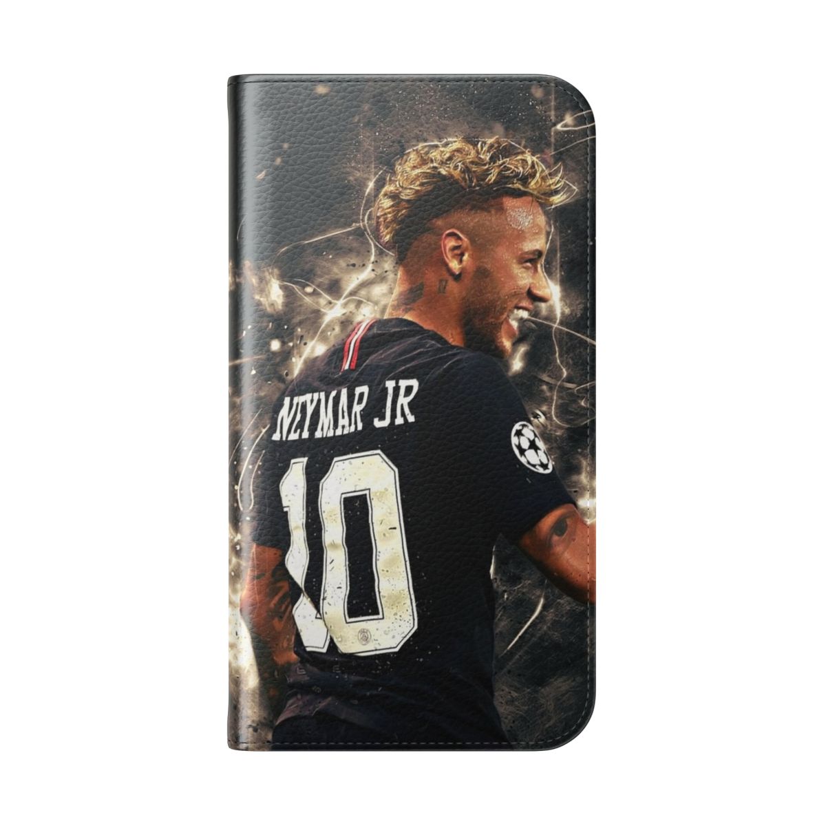 Stylish phone case featuring the iconic image of Brazilian soccer player Neymar Jr. - Folded Back