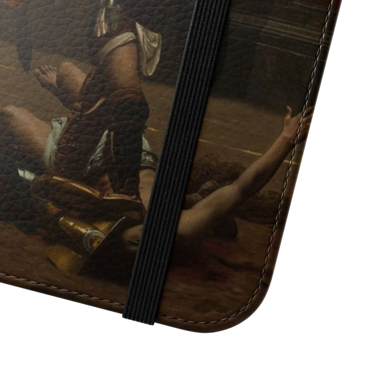 Gladiator-inspired flip phone case with artistic design - Close Up