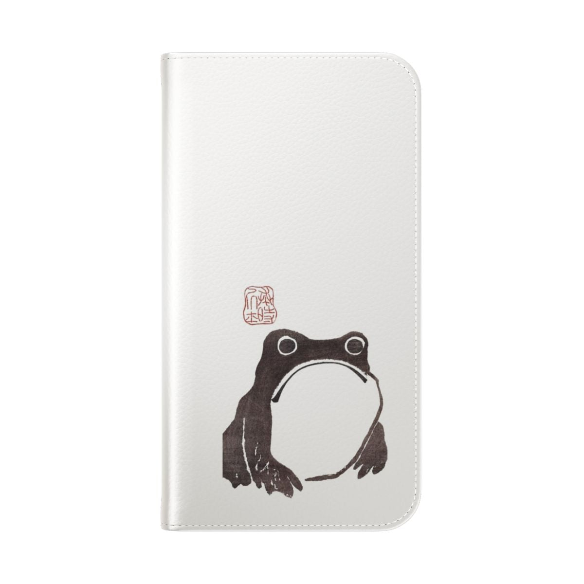 Vintage-style sketch of a grumpy frog on a flip cover phone case - Folded Back