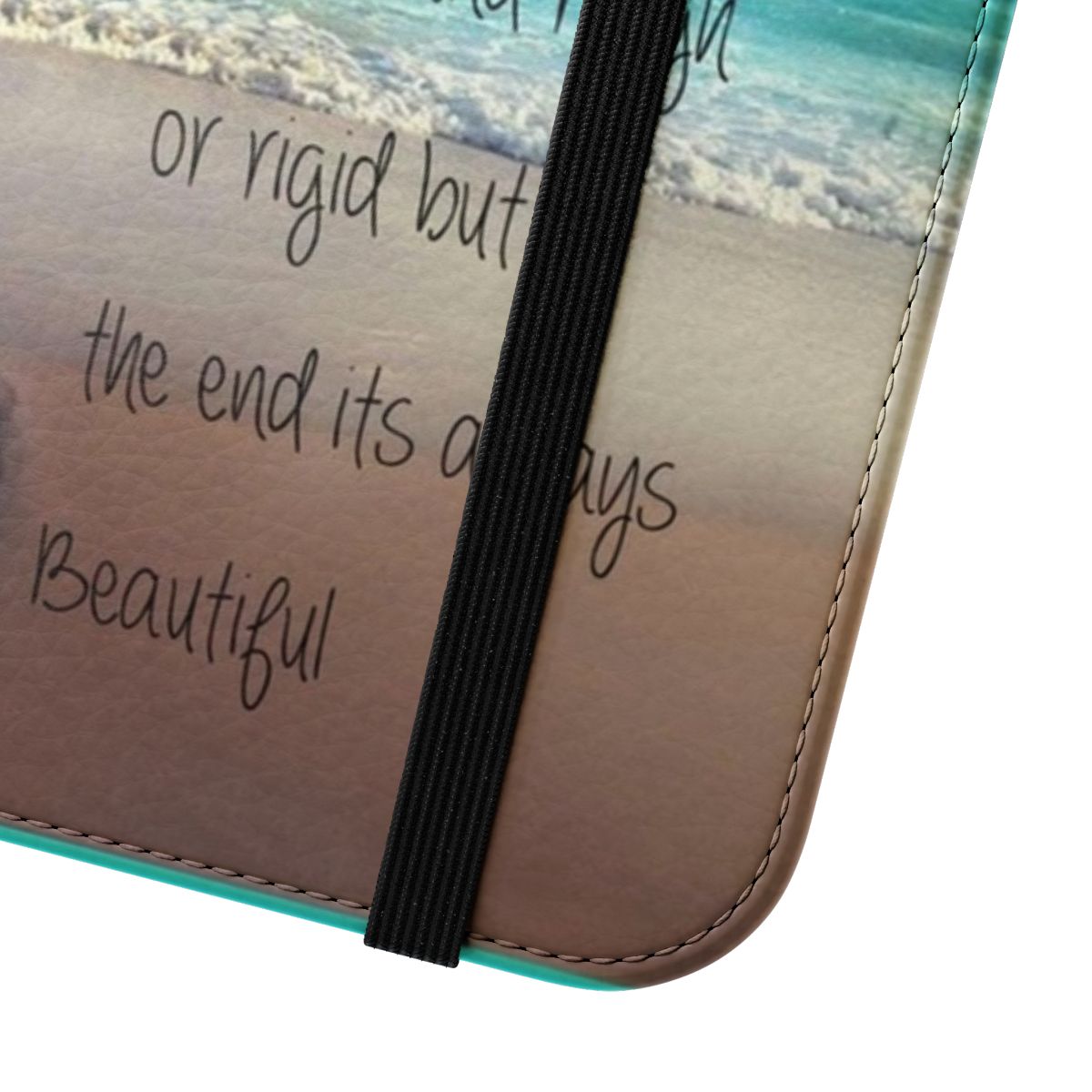 Flip cover phone case with a beach, ocean, and nature design - Close Up