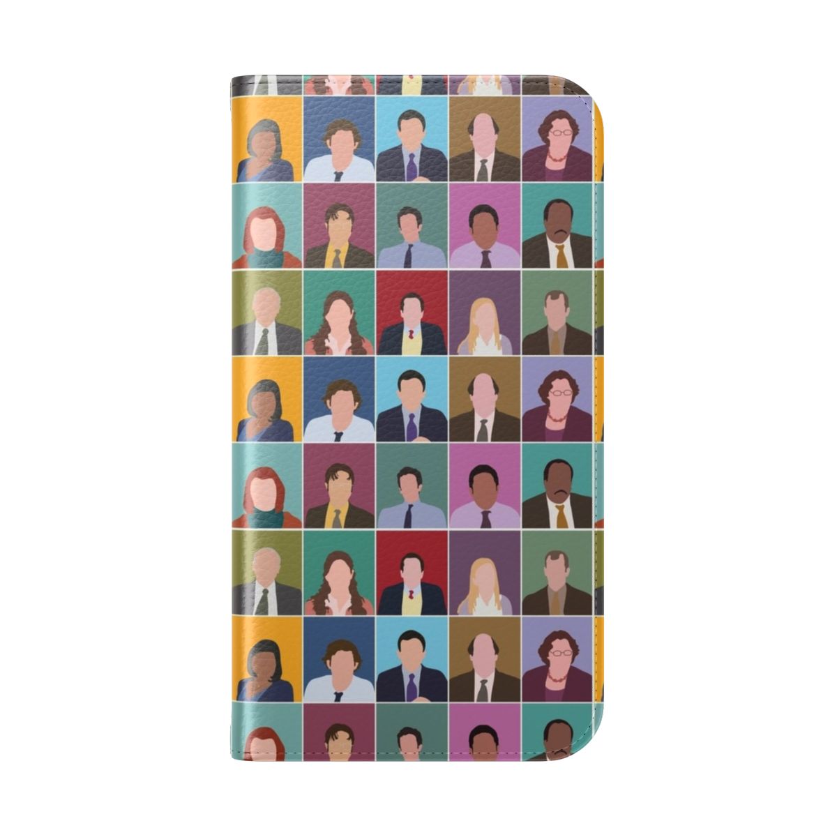 Minimalist colorful phone case with characters from the TV show The Office - Folded Back