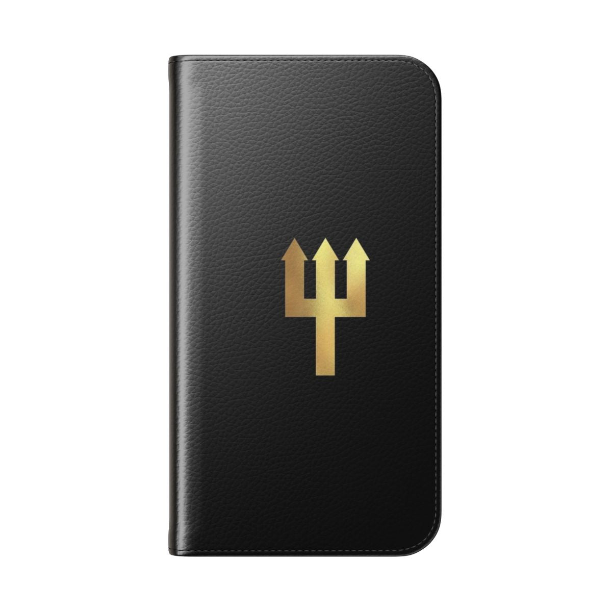 Retro-Inspired Manchester United Flip Cover Phone Case in Black and Gold - Folded Back