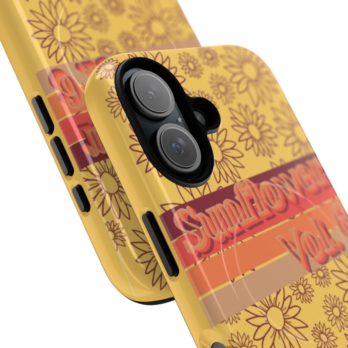 Sunflower-patterned magnetic tough iPhone case - Detail