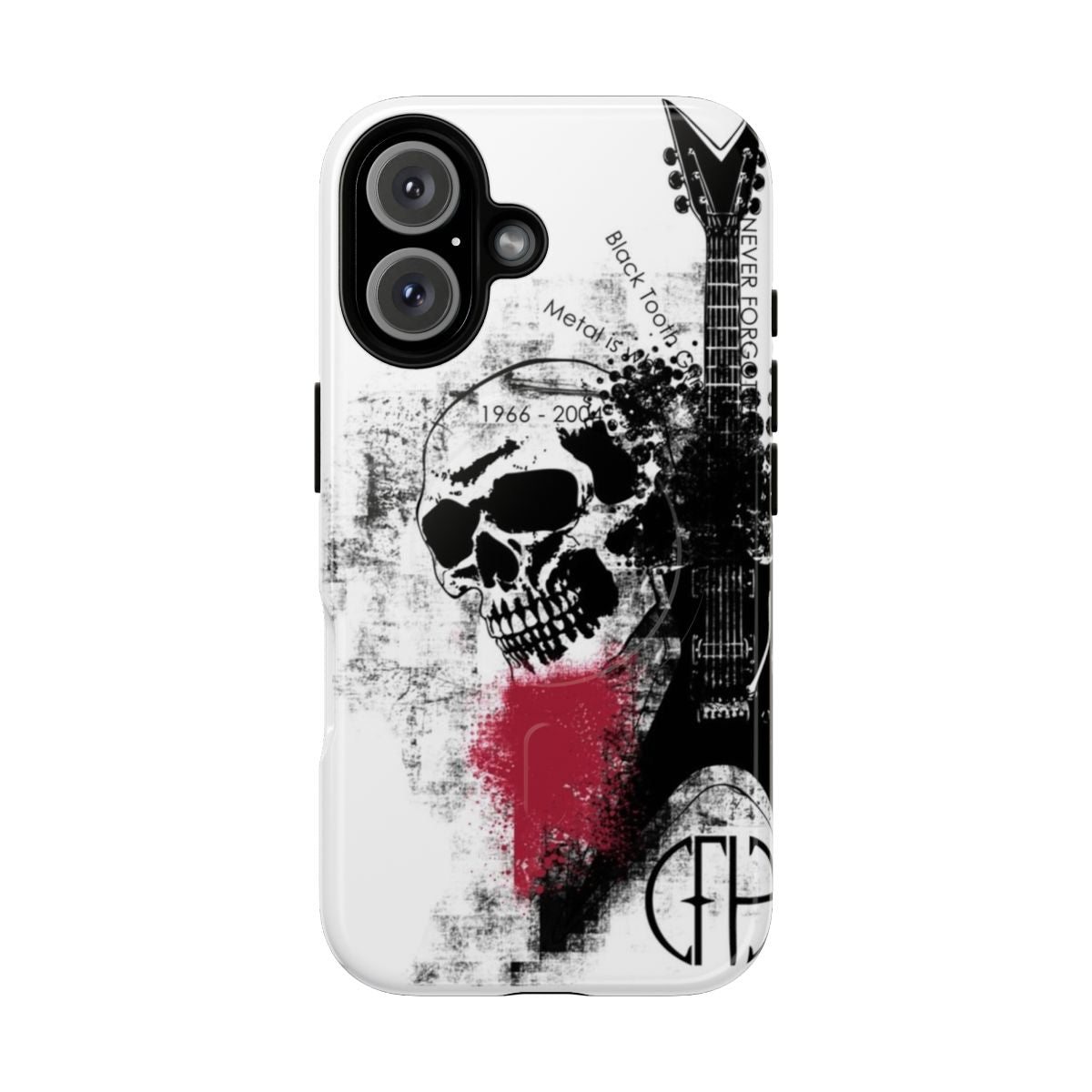 Heavy metal magnetic tough phone case featuring a tribute design to legendary guitarist Dimebag Darrell