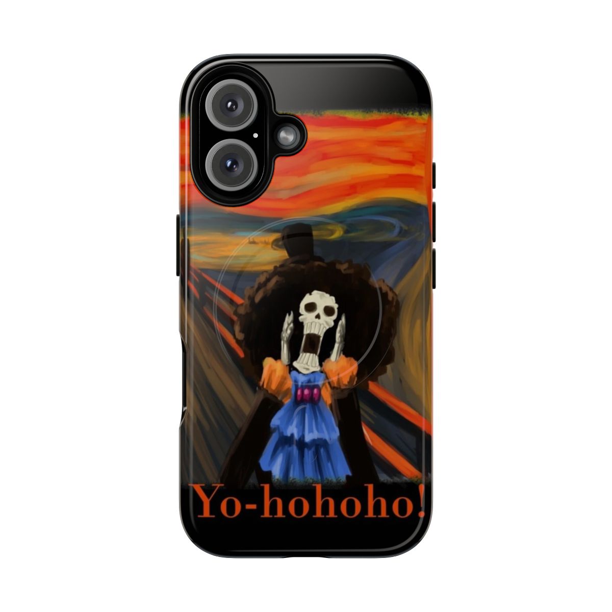 Funny phone case with Edvard Munch's 'The Scream' featuring One Piece's Soul King Brook