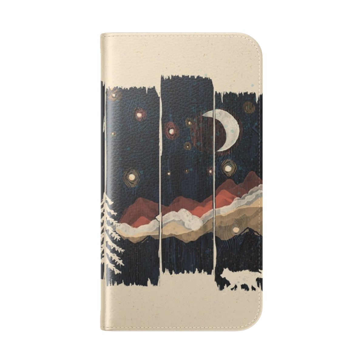 Starry night mountain landscape design on a flip phone case - Folded Back