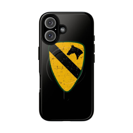 Tough phone case featuring a grunge-style design of the 1st Cavalry Division emblem