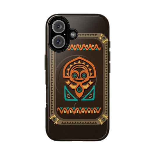 Tropical phone case featuring Polynesian tiki designs and island-inspired artwork