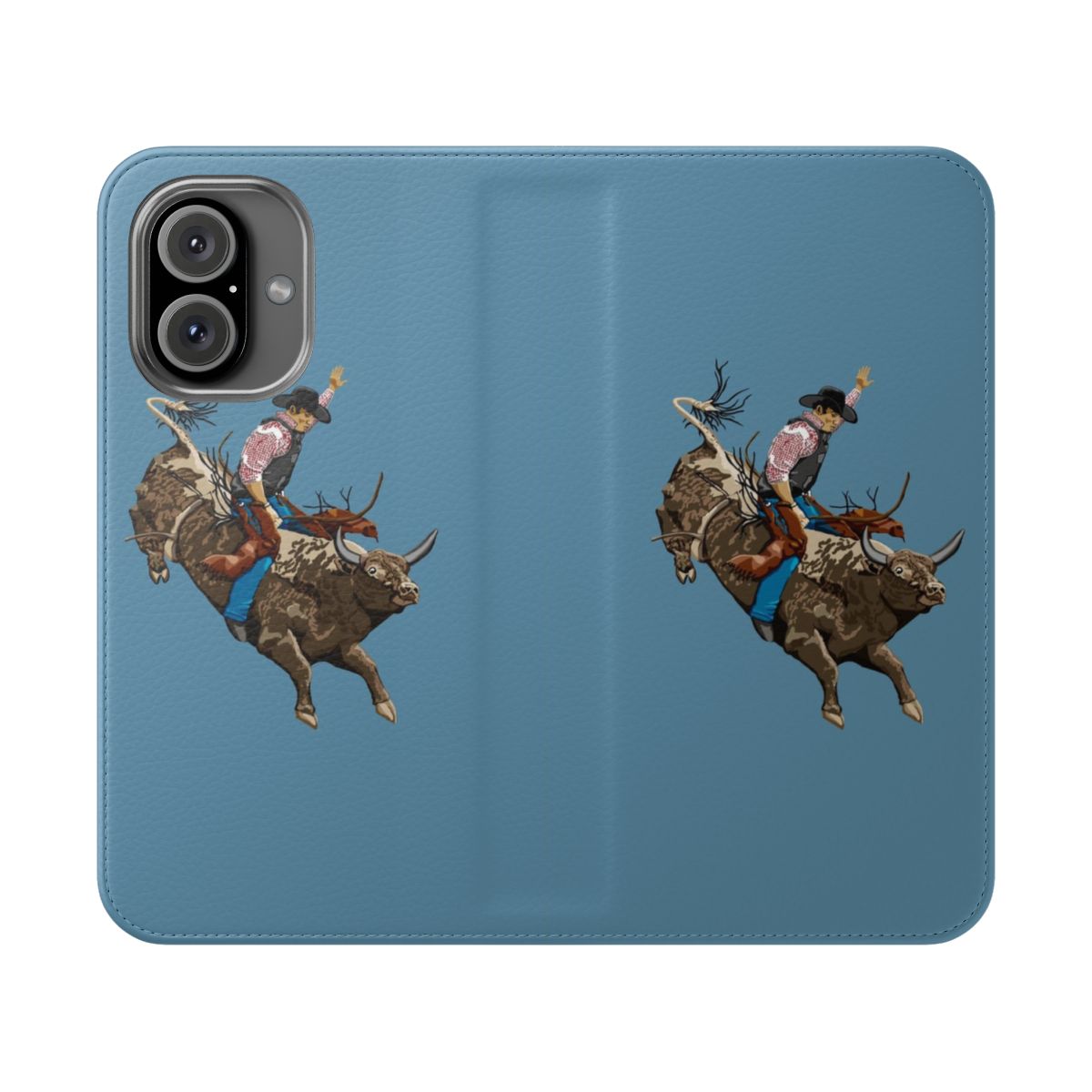 Cowboy-themed flip phone case with vintage Western design