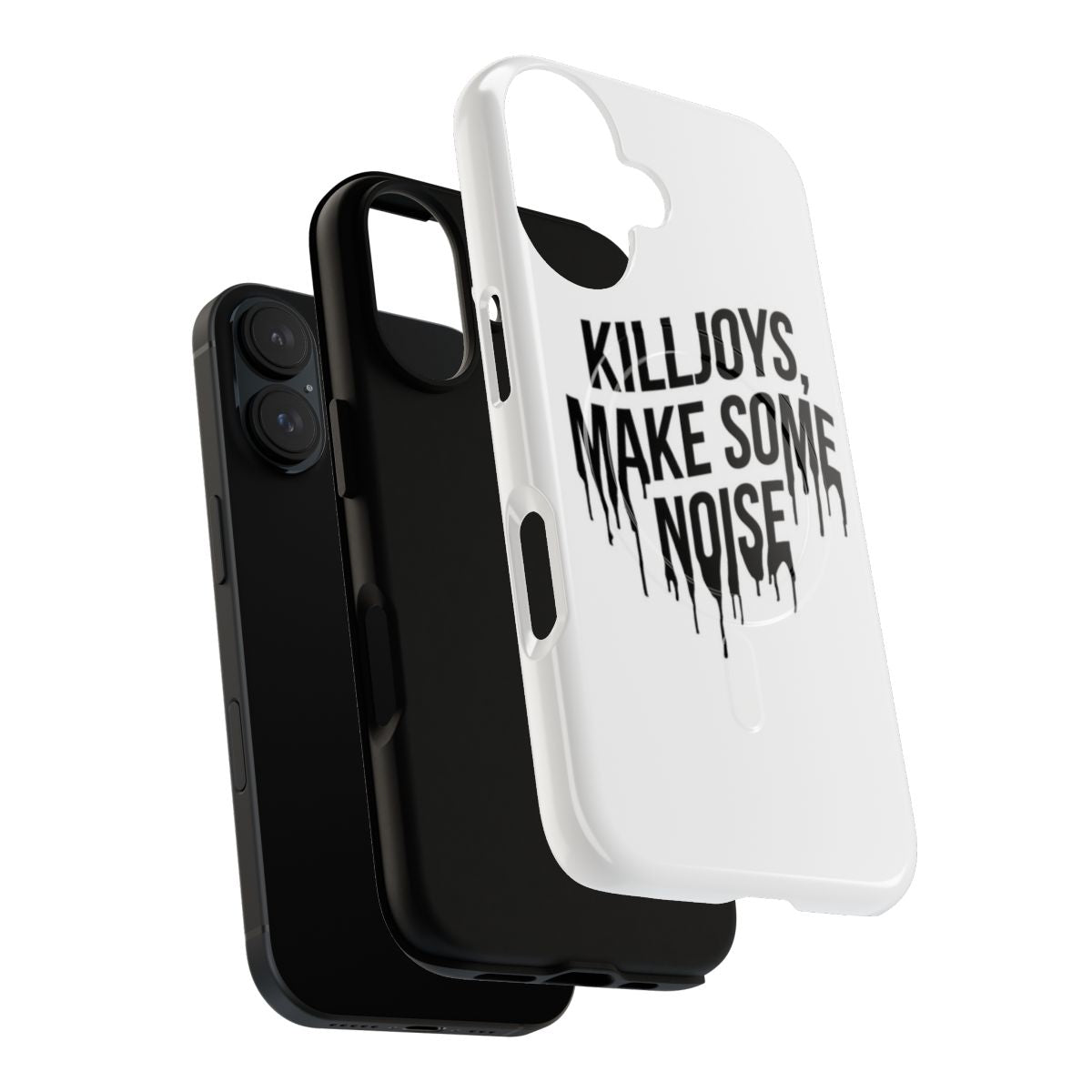 Black and white drip text design on a durable phone case - Layers