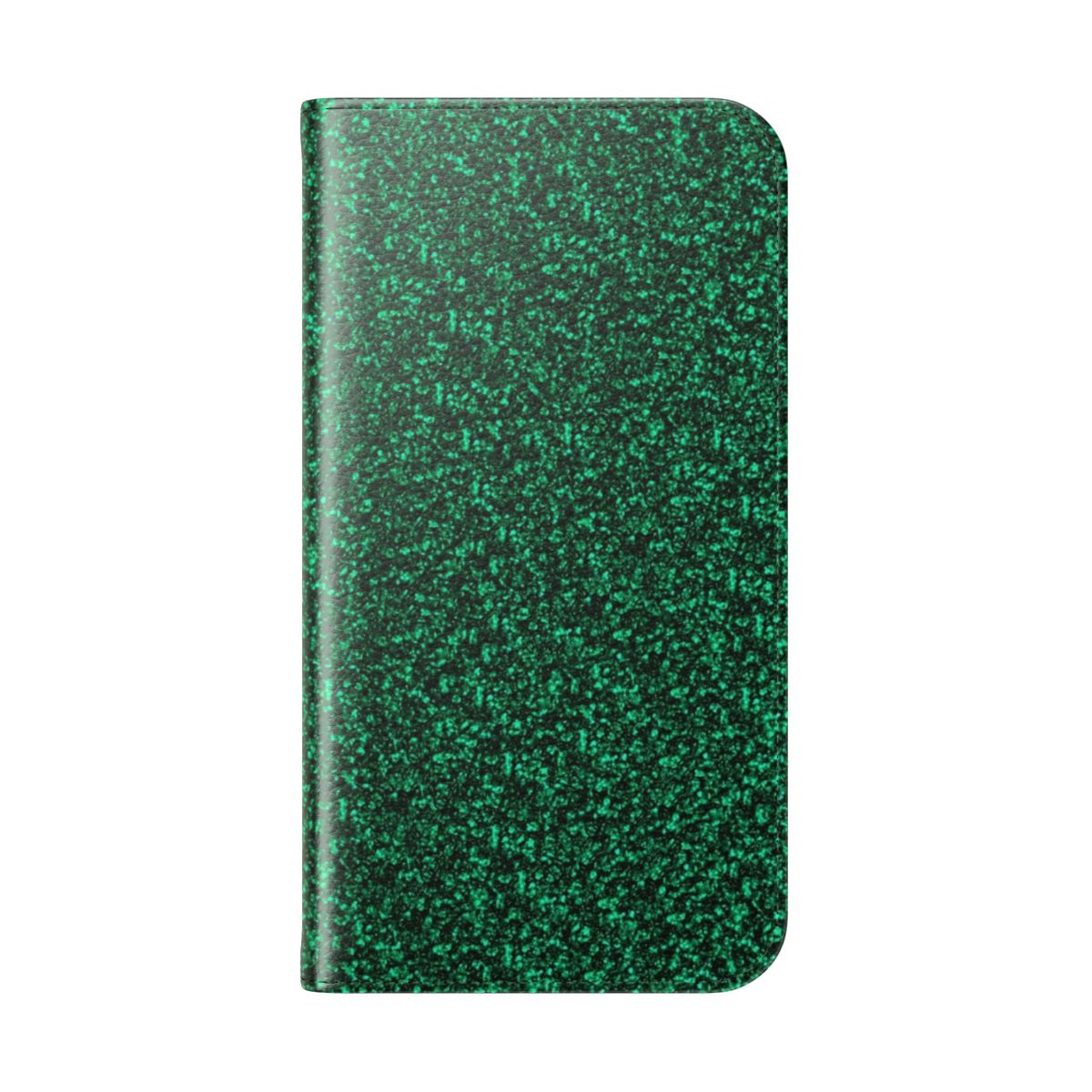 Emerald green phone case with a glittery, shimmering effect - Folded Back