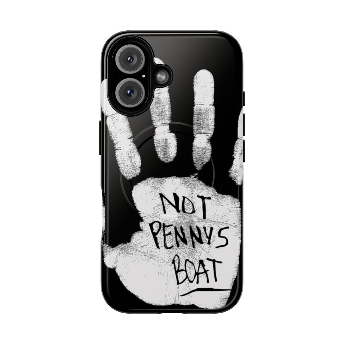 A white phone case with the "Not Penny's Boat" handprint design from the TV series Lost.