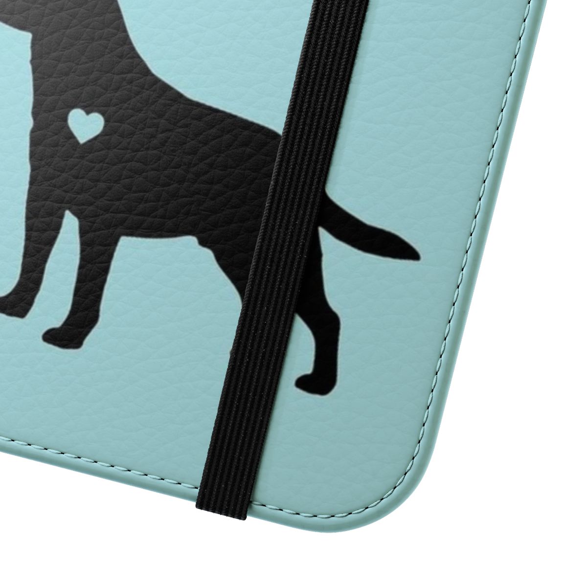 Black and white Labrador retriever phone case with heart design for dog lovers - Close Up