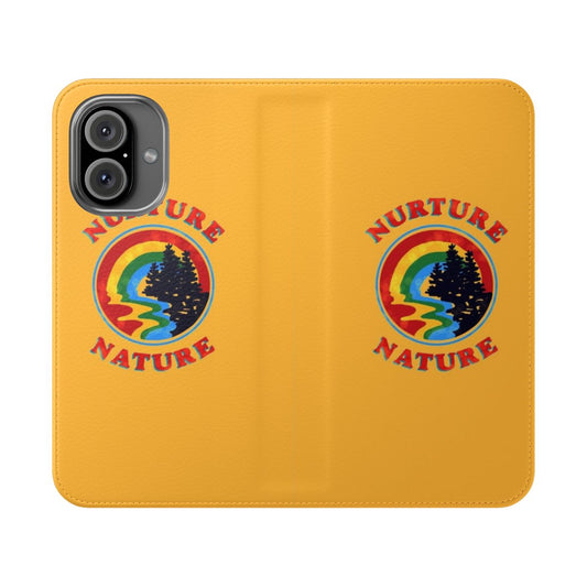 Vintage-style phone case with nature-inspired graphics and eco-friendly design