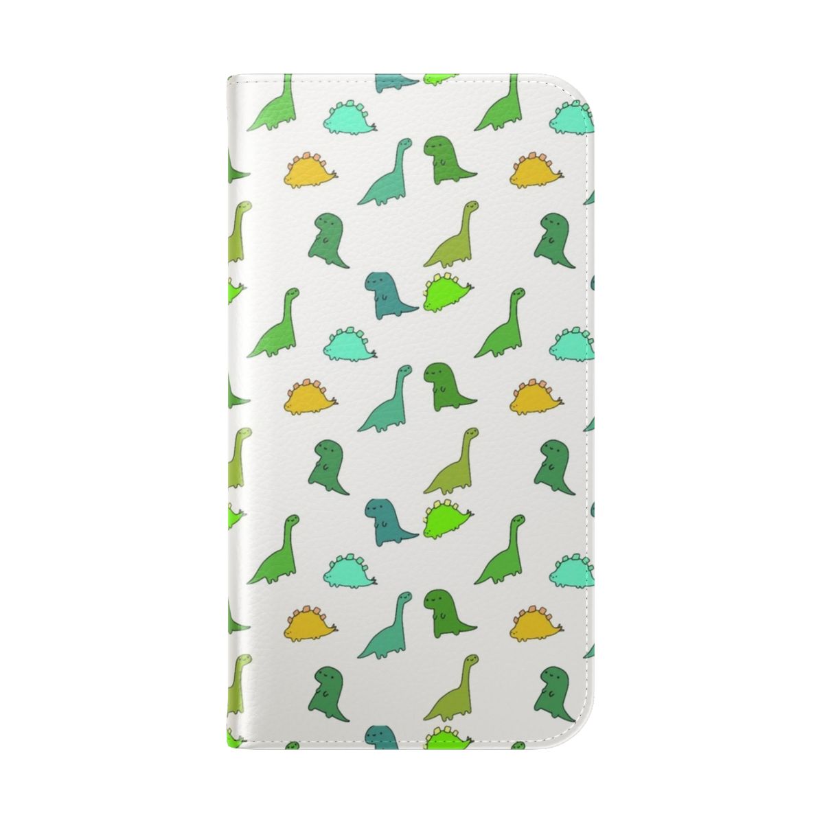 Colorful dinosaur-patterned flip phone case for mobile devices - Folded Back