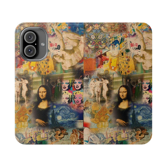 Phone case cover featuring a collage of famous art styles and paintings