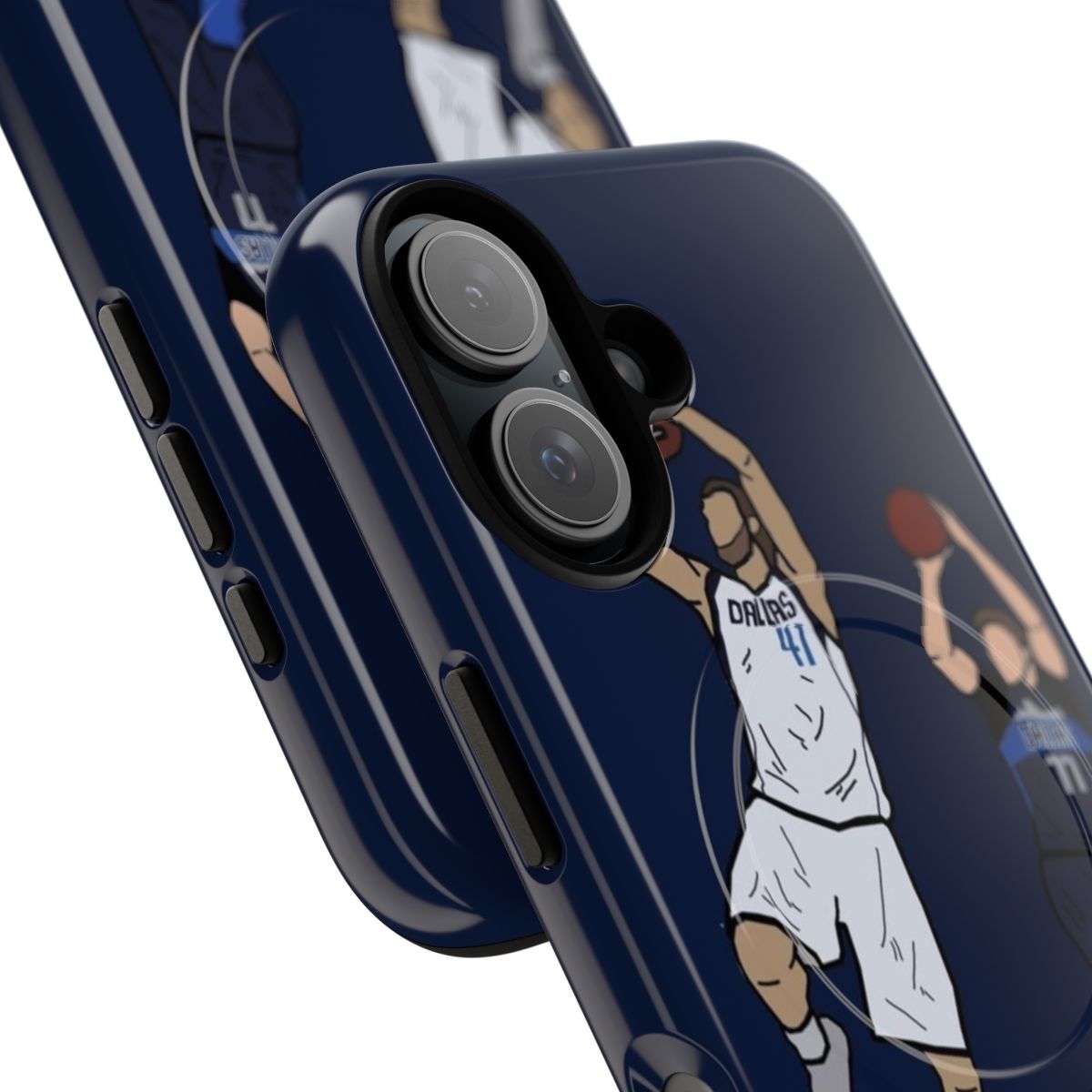 Magnetic tough phone case featuring European basketball team colors and logos - Detail