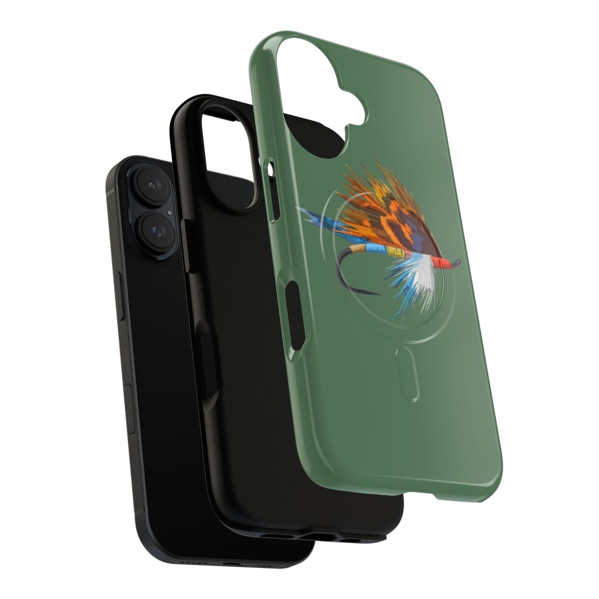 Fly fishing art phone case featuring a fisherman and trout - Layers