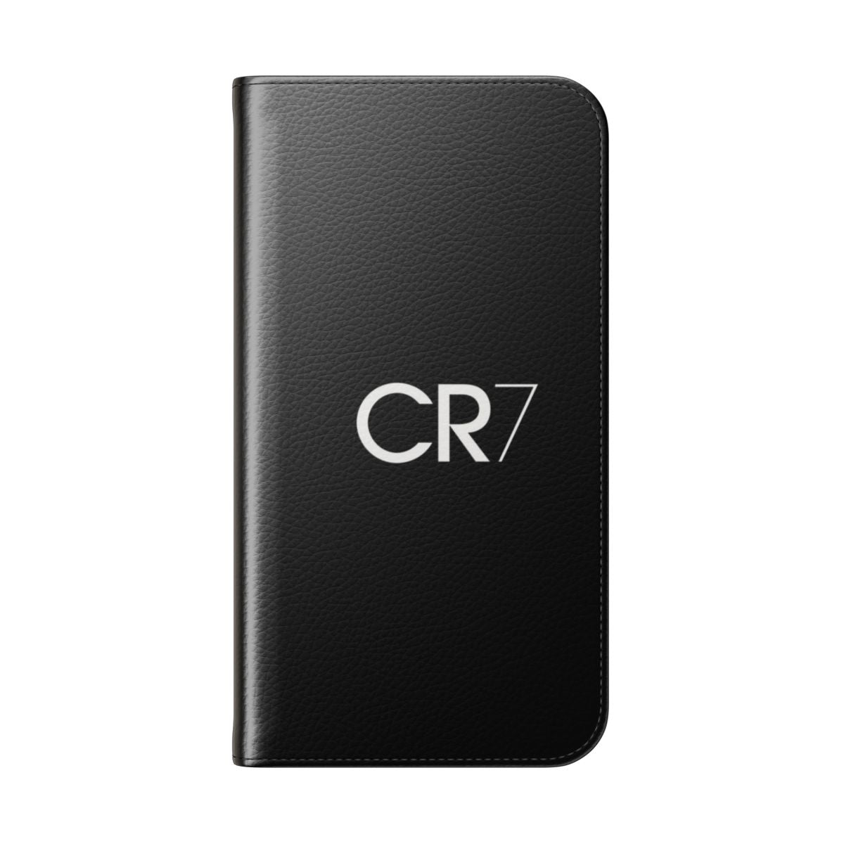 Flip cover phone case featuring a CR7 soccer-themed design - Folded Back