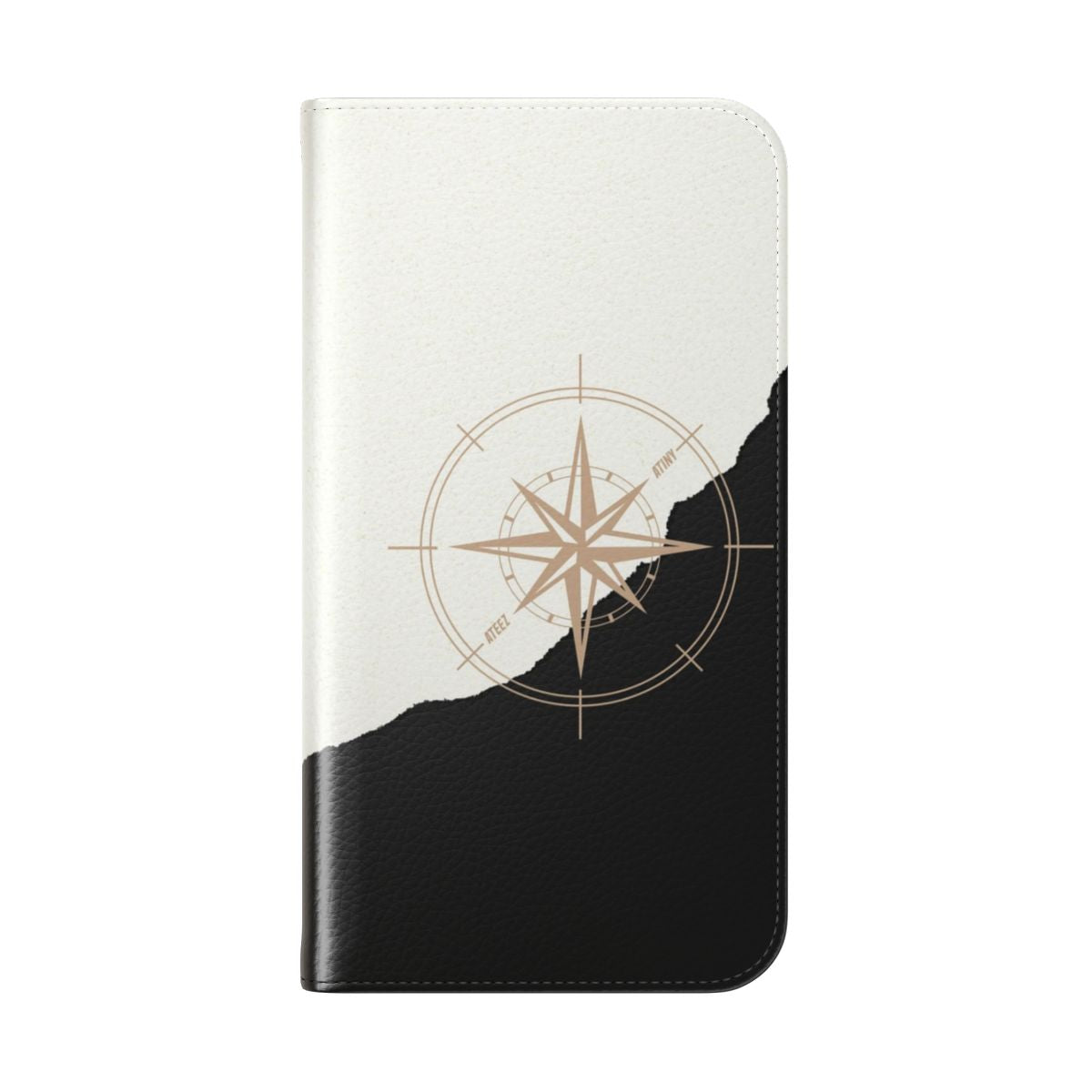 Flip cover phone case with compass design for ATEEZ fans - Folded Back