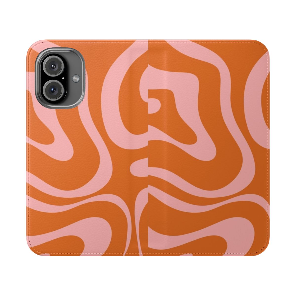 Colorful abstract pattern phone case with pink and orange swirls