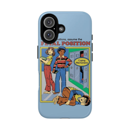 Retro '70s & '80s fetal position phone case with a funny, nostalgic design