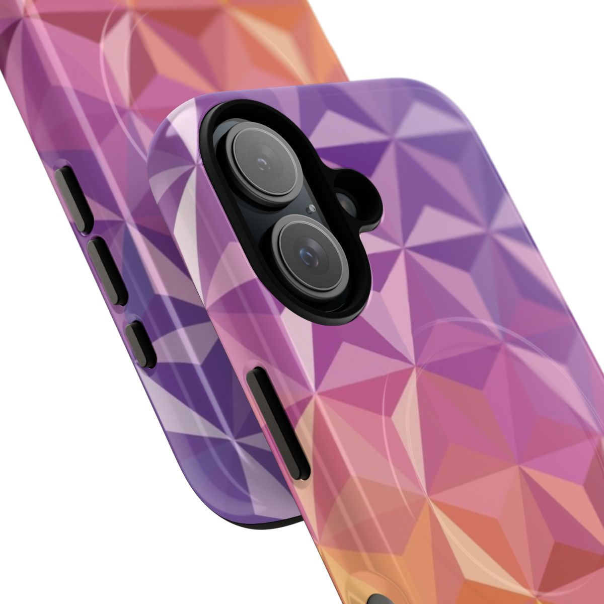 A stylized geometric and neon-themed phone case inspired by the iconic Spaceship Earth at Epcot in Disney World. - Detail