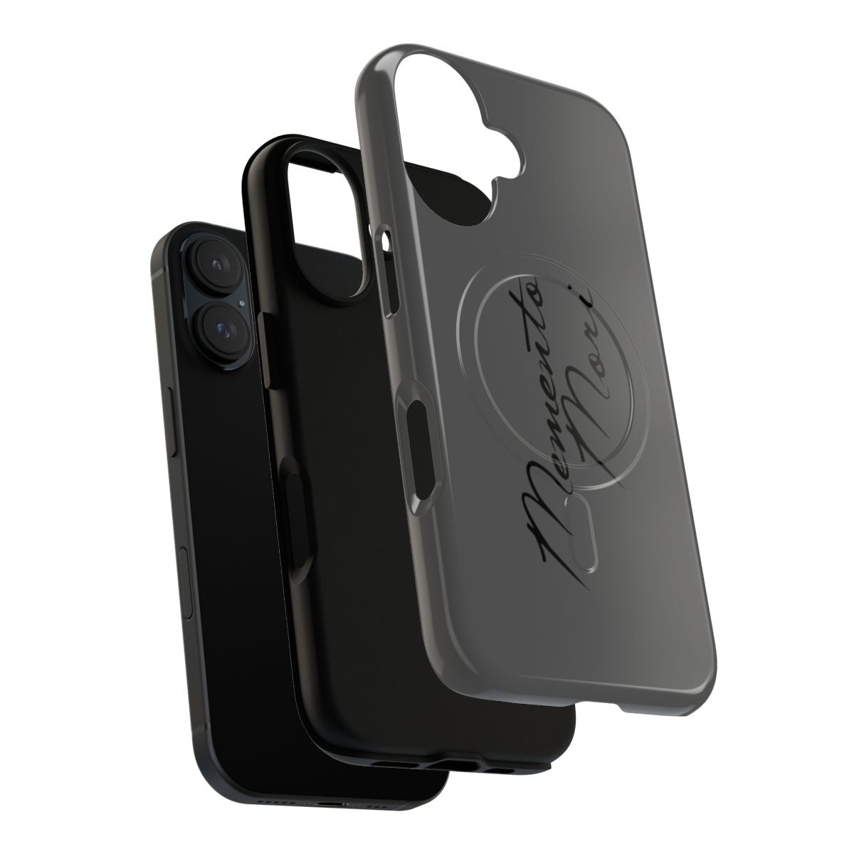 Elegant Memento Mori Magnetic Tough Phone Cases featuring a handwritten Latin script design - Layers