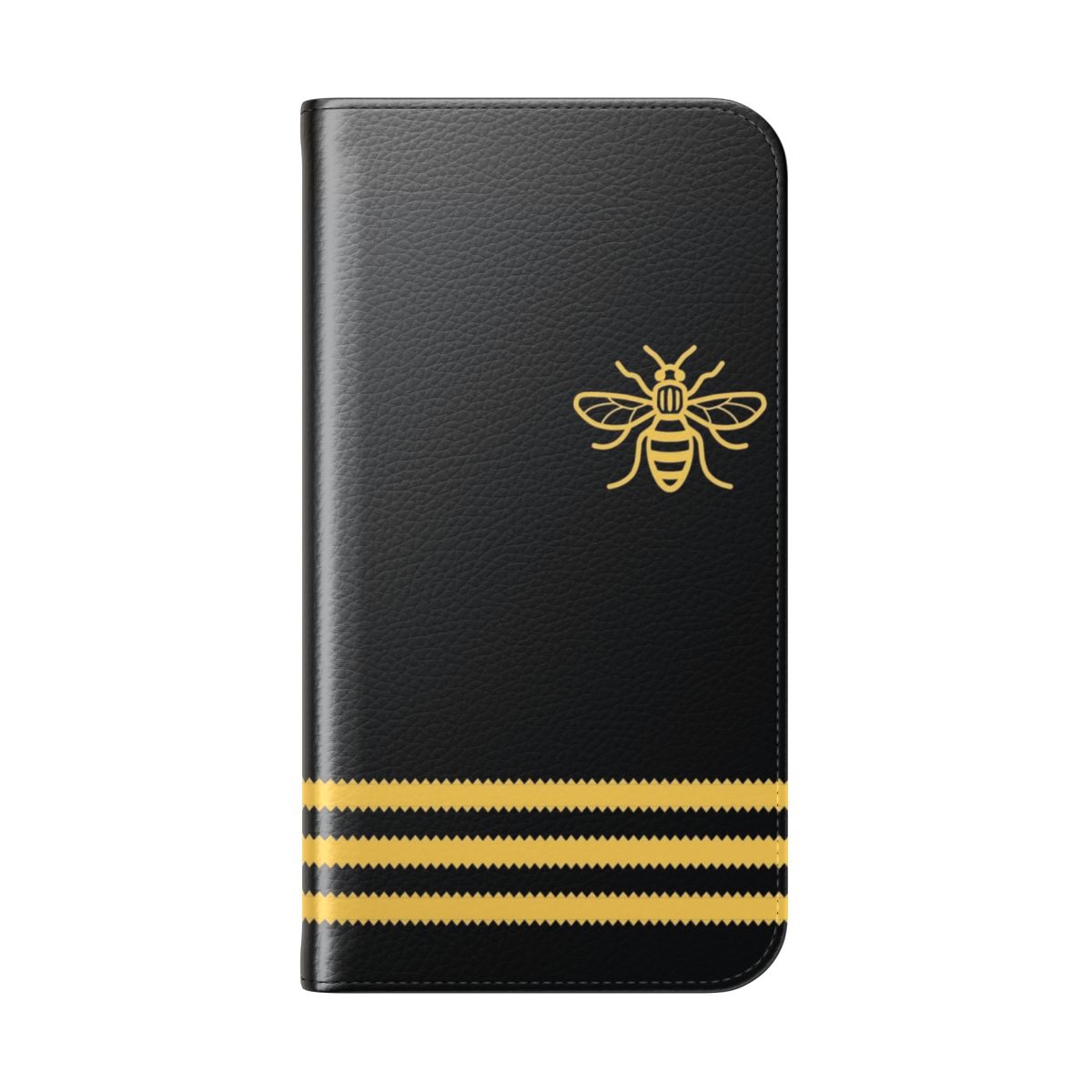 Retro-styled Manchester bee-themed phone case - Folded Back