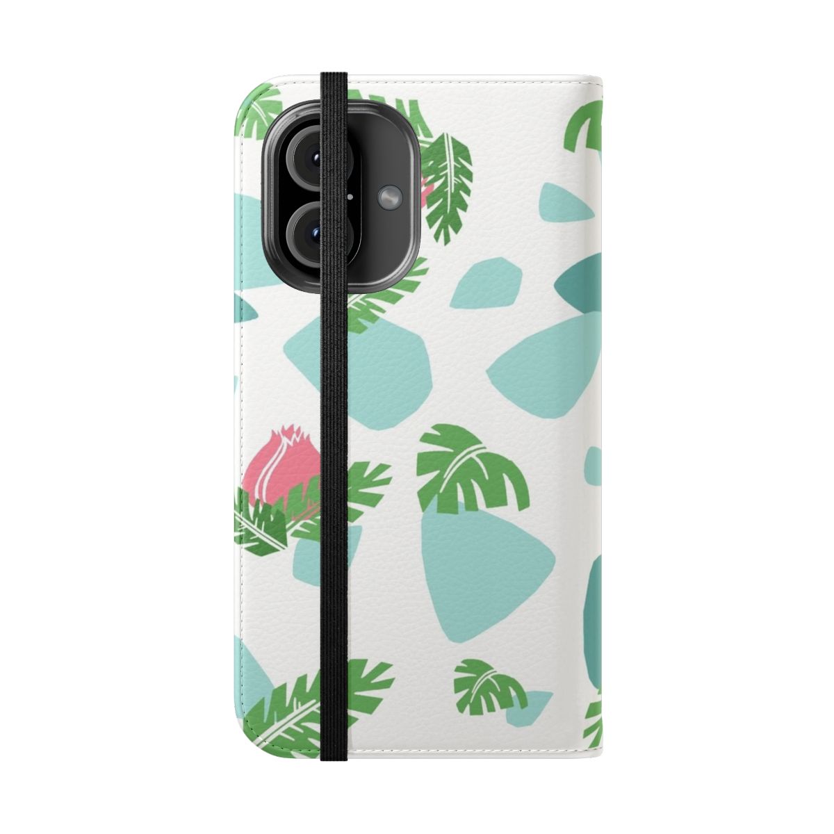 Flip phone case with an Ivysaur pattern, a Pokemon fan art design. - Folded Front