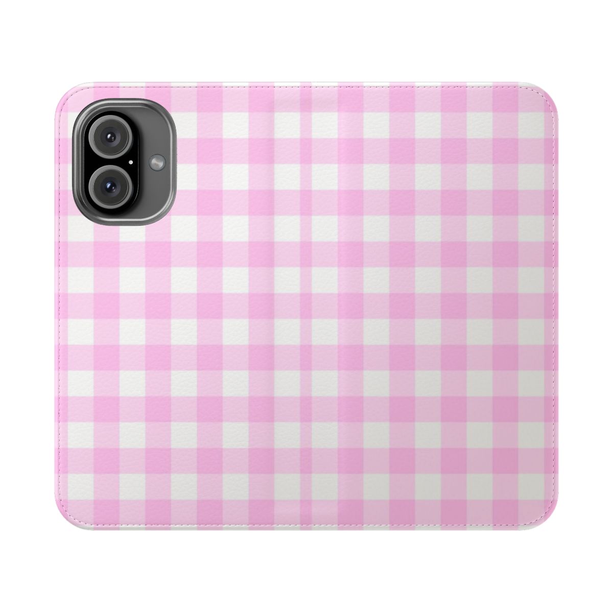 Light pink and white gingham pattern phone case