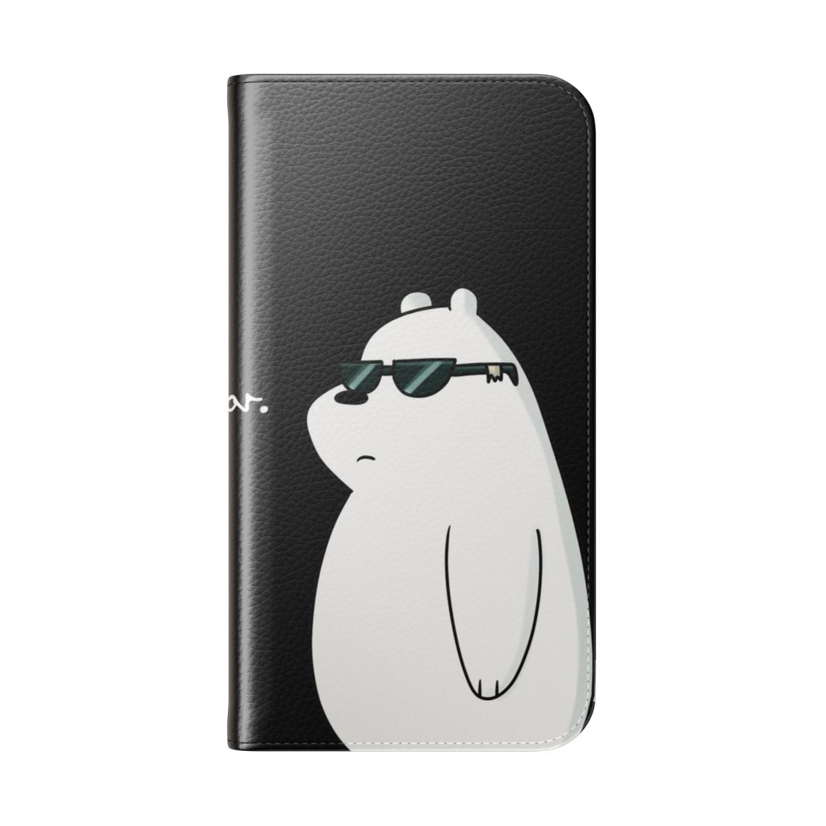 Flip cover phone case featuring the cute and cool Ice Bear character from the We Bare Bears cartoon series - Folded Back