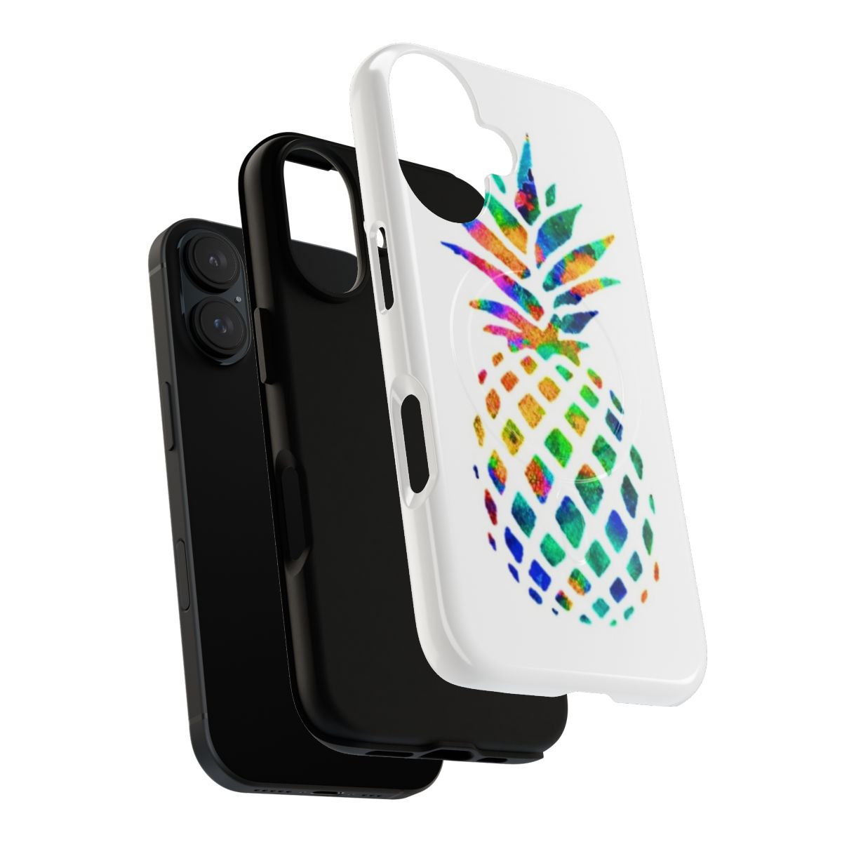 Colorful pineapple-themed phone case with a magnetic and tough design - Layers