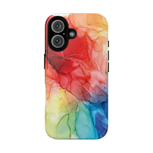 Colorful abstract painting design on a magnetic tough phone case