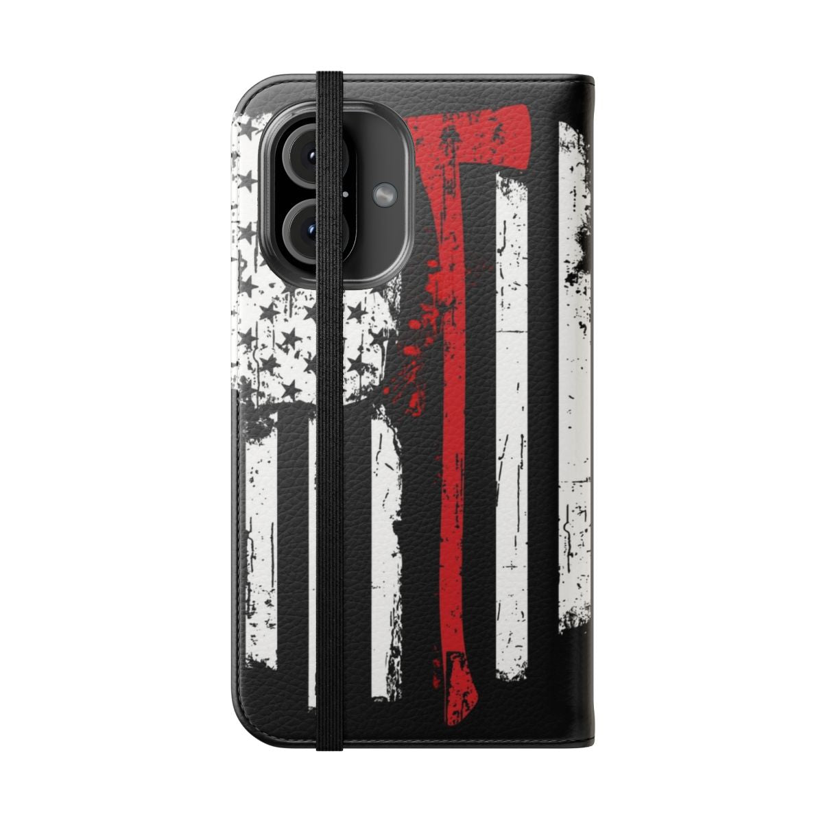 Distressed Thin Red Line Flag Phone Case for First Responders - Folded Front