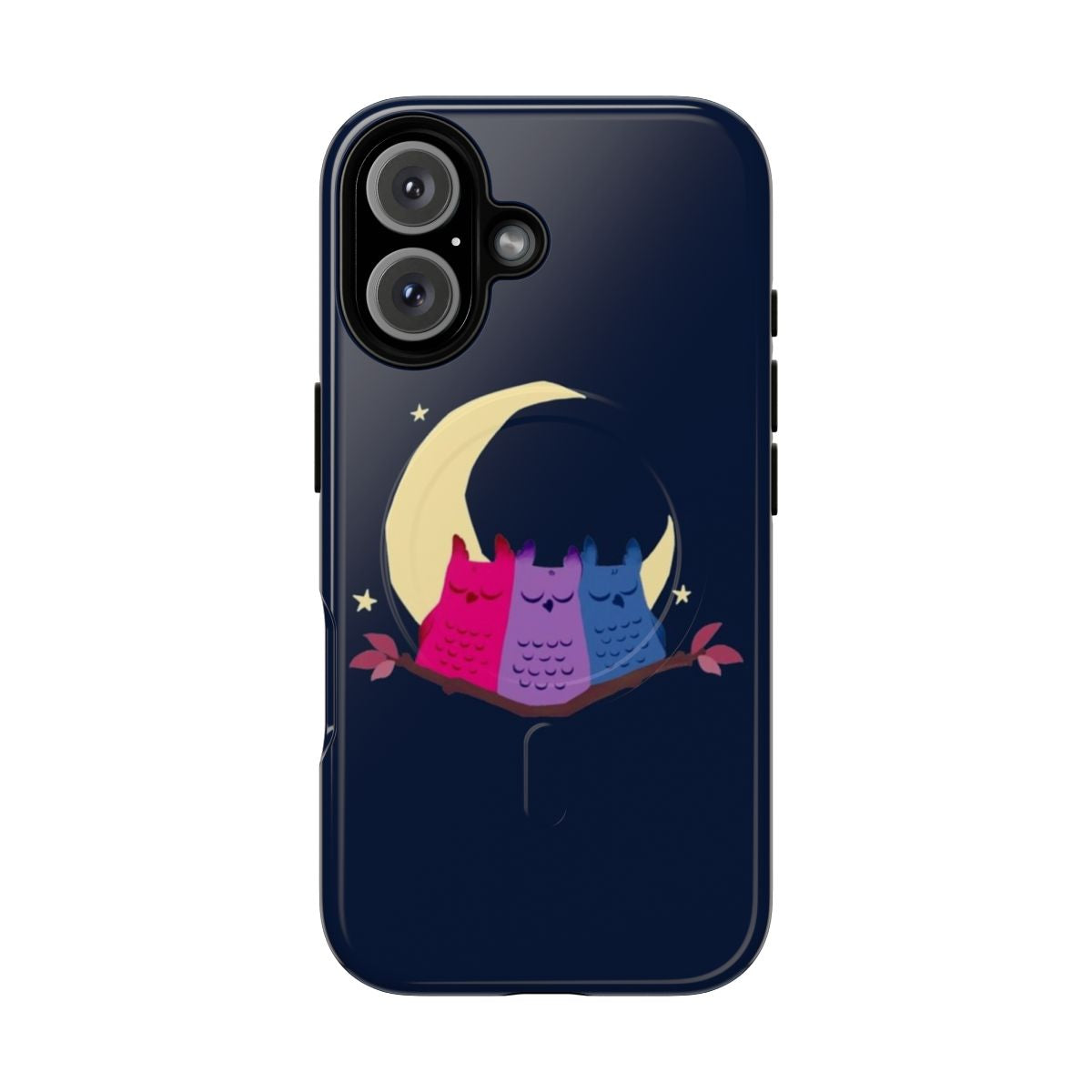 Bisexual pride magnetic phone case with owls