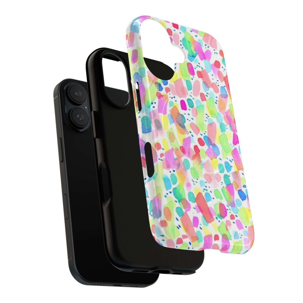 Brightly colored watercolor pattern phone case with dots and dashes - Layers