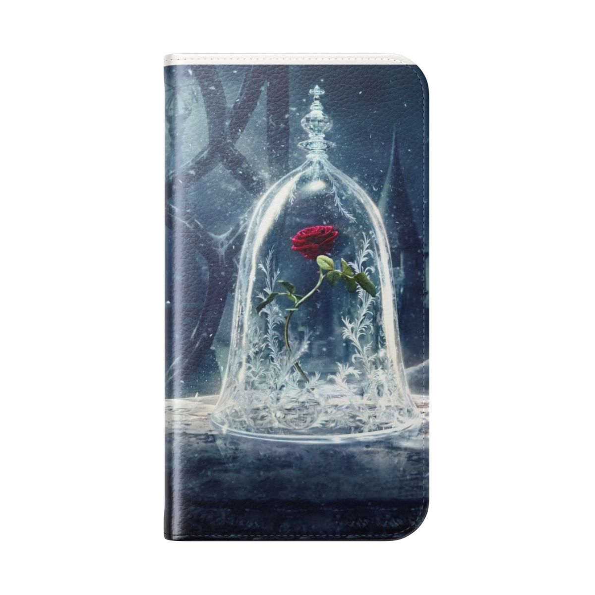 Enchanted rose-themed phone case with a protective flip cover design - Folded Back