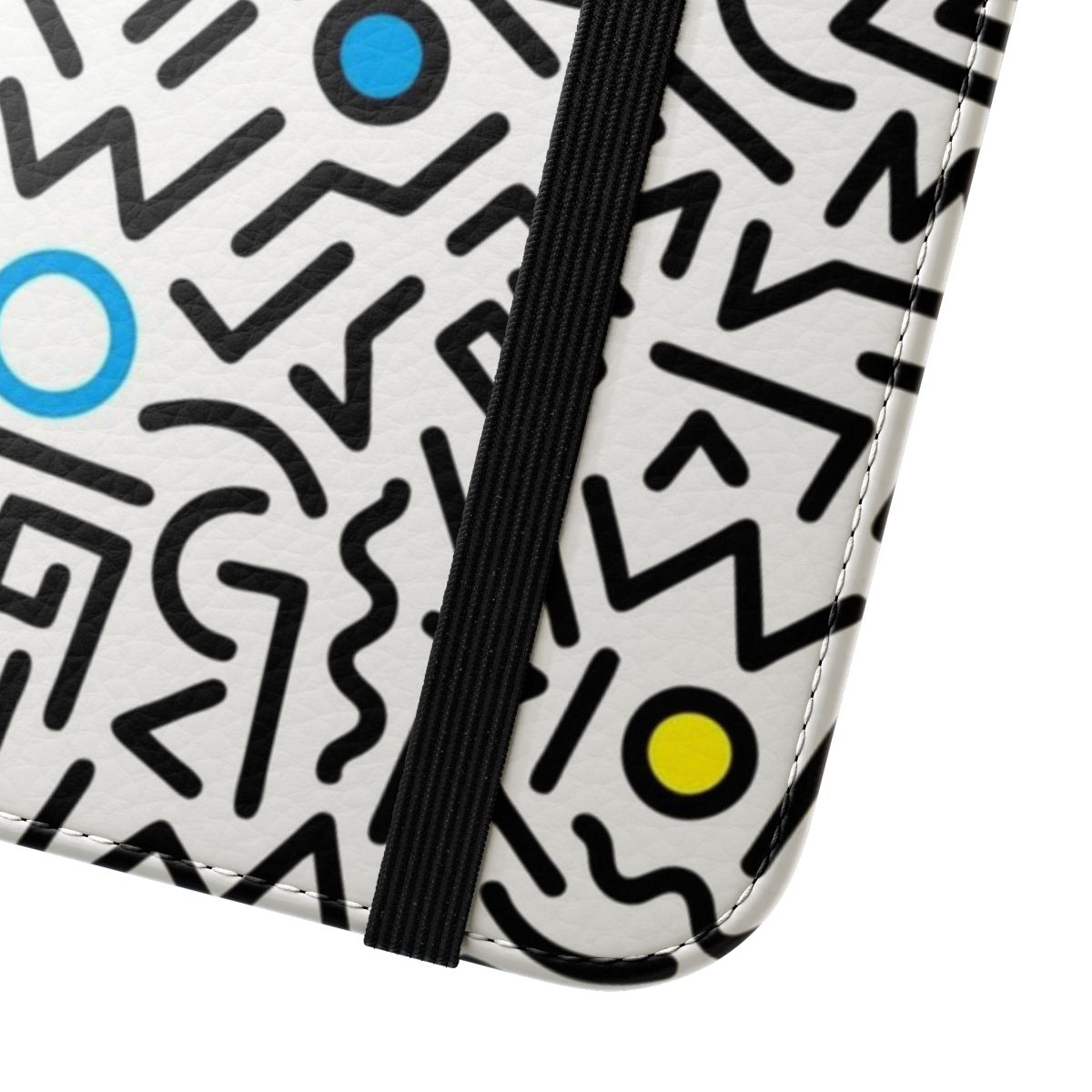 Retro 1980s inspired fun phone case with colorful patterns and nature-inspired graphics - Close Up